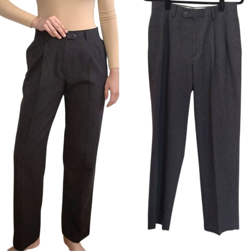 Androgynous Vintage Gray Wool Trouser Straight Leg 30x32 with Pockets EUC Unisex